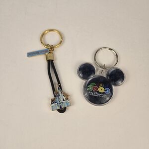 Lot of 2 Walt Disney World Keychains  Vintage 2003 Mickey & Castle